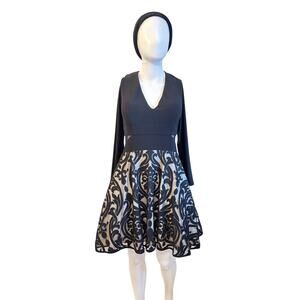 Xscape Black Patterned Dress Women’s 14P – Formal Cocktail